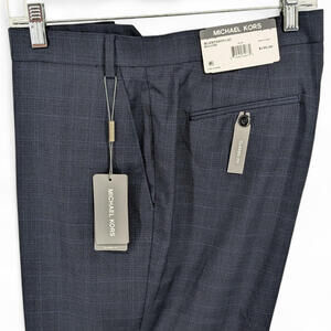 Michael Kors Men's Classic-Fit Wool-Blend Suit Dress Pants Blue Plaid 38 x 34